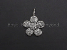 Load image into Gallery viewer, Antique Silver CZ Micro Pave Flower Pendant, Antique Silver Tone, Cubic Zirconia Pave Daisy Flower Charm Pendant, 24x26mm,sku#F1031