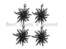 Load image into Gallery viewer, Black CZ Pave On Black Micro Pave Flower Charm Beads, Flower Beads,29x32mm, sku#F390/F352
