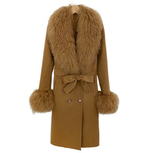 Load image into Gallery viewer, Long Double-faced Wool Coat With A Shearling Collar