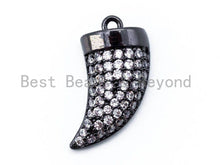 Load image into Gallery viewer, CZ Micro Pave Horn Charm Pendant, Gold/Silver/Black/Rose Gold with Rhinestone CZ Pave Horn Charm, 9x16mm,sku#B33