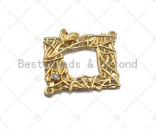 Load image into Gallery viewer, Filigree Gold Lacy Charm with CZ, Dianmond/Teardrop/Oval Shape Brushed Gold Twisted Wire Pendants for Earrings necklace making, sku#CP10