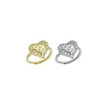 Load image into Gallery viewer, Gold Silver Hammered Raindrop Heart Adjustable Ring, Sku#A235
