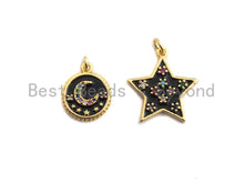 Load image into Gallery viewer, Colorful CZ on Star Enamel Pendant, Star Enamel Charm Pendant, White/Black/Blue/Red/Pink/Turquoise Star,20x21mm,sku#F934