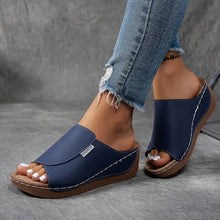 Load image into Gallery viewer, Women's Plus Size Chunky Sole Open Toe Slippers – Casual PU Slides