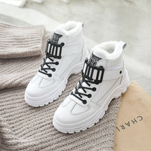 Load image into Gallery viewer, Women's Waterproof Platform High-Top Sneakers | Leather Stitching Plush Lining