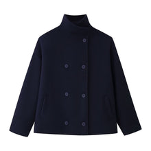 Load image into Gallery viewer, Womens Autumn Fashion Design Short Wool Coat With A Stand Collar And Double-Breasted Buttons