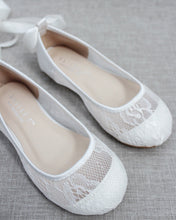 Load image into Gallery viewer, White New Lace Ballerina Flats with Ballerina Lace Up