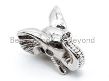 Load image into Gallery viewer, CZ Micro Pave Elephant Head Beads, Cubic Zirconia Pave Spacer Beads, Men Bracelet Charms, gold/silver/black plated,12x15x11mm, sku#G289