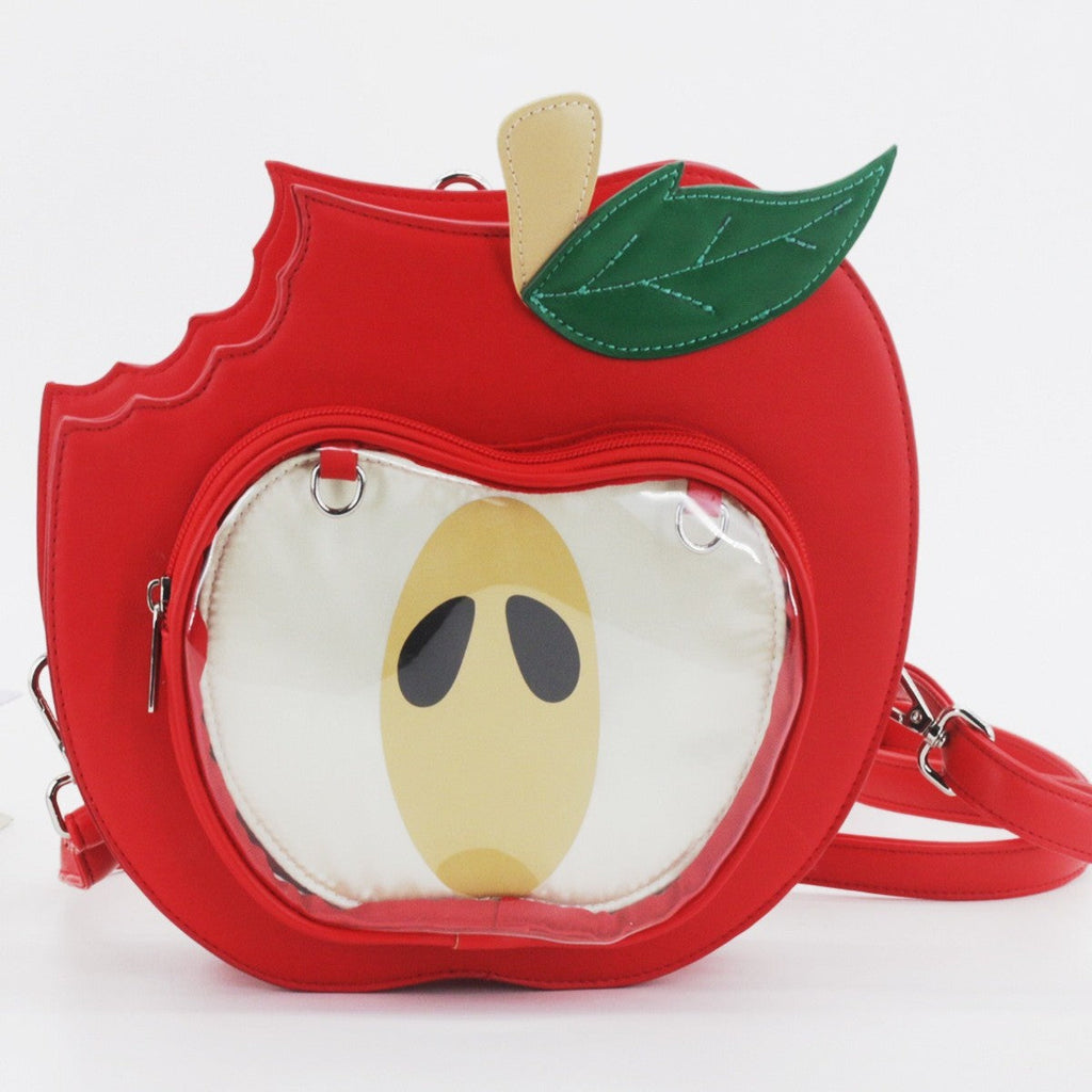 Apple-Themed PU Crossbody Bag for Women – Cute Mini Shoulder Bag for School & Daily Commute | Red & Green