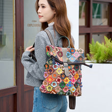 Load image into Gallery viewer, Colorful Plaid Floral Patchwork Genuine Leather Crossbody Bag for Women
