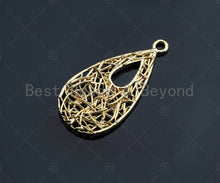 Load image into Gallery viewer, Filigree Gold Lacy Charm, heart/leaf/oval/Teardrop Shape Brushed Gold Twisted Wire Charm Pendants for Earrings necklace making, sku#CP06