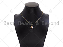 Load image into Gallery viewer, Gold Filled CZ Micro Pave Red Enamel Mama Word On Heart Shape Pendant, 18K Gold Filled Charm, Necklace Bracelet Charm,14x15mm,Sku#LK329