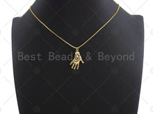 Load image into Gallery viewer, Evil Eye on Hand Shape Pendant/Charm, Lucky eye Enamel Jewel Hand Pendant, Gold Tone, 18x27mm,Sku#LK05