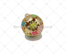 Load image into Gallery viewer, Colorful Enamel Flower/Star/Smiley Face On Round Ball Shape Pendant,18K Gold Filled Ball Charm, Necklace Bracelet Charm Pendant, Sku#LD181