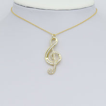 Load image into Gallery viewer, Clear CZ Gold Musical Symbol Charm Pendant, Sku#LK995