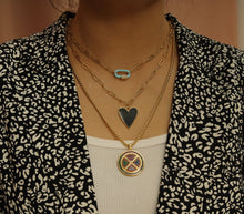 Load image into Gallery viewer, Enamel Heart Paperclip Chain Necklace, Sku#CL04