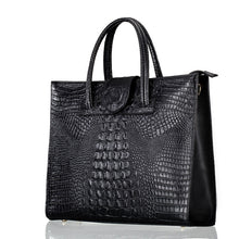 Load image into Gallery viewer, Women's Large Capacity Genuine Leather Tote Bag – Crocodile Pattern Business Shoulder Bag