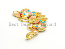 Load image into Gallery viewer, NEW Enamel Colorful Butterfly Pendant,CZ Micro Pave Oil Drop Butterfly pendant,Enamel pendant,Enamel Jewelry,29x44mm,sku#F587