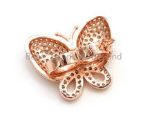 Load image into Gallery viewer, CZ Clear Micro Pave Butterfly Clasp, Cubic Zirconia Clasp/Fastener/ Shortener, Jewelry Buckle, Magnetic Jewelry Findings, 27x22mm,sku#H28
