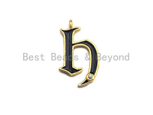 Load image into Gallery viewer, Enamel pave alphabet letter, Alphabet Charms, Initial Alphabet Letters, Custom Naming Pendants, Initial Letter h Pendant, 13x23mm,sku#B120