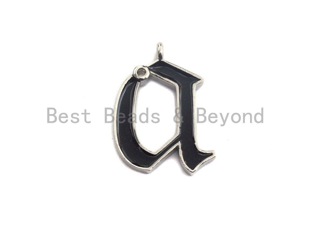 Enamel pave alphabet letter, Alphabet Charms, Initial Alphabet Letters, Custom Naming Pendants, Initial Letter a Pendant,17x23mm, sku# B121