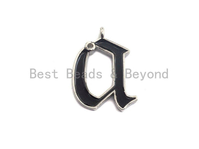 Enamel pave alphabet letter, Alphabet Charms, Initial Alphabet Letters, Custom Naming Pendants, Initial Letter a Pendant,17x23mm, sku# B121
