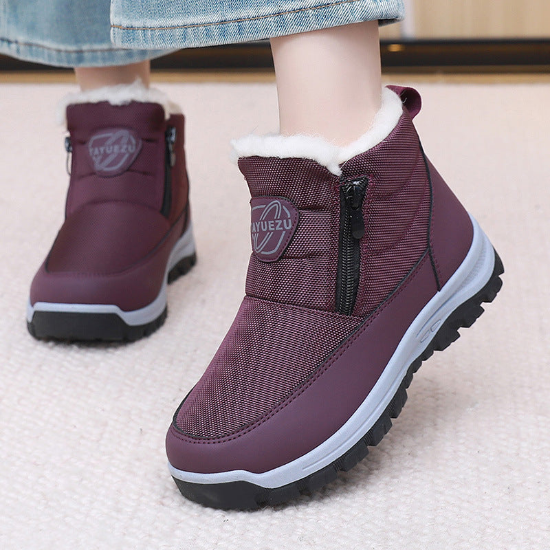 Women's Fleece-Lined Winter Boots - Warm Side-Zip Mid-Calf Boots with Non-Slip Sole