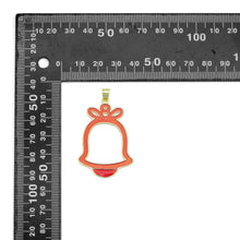 Load image into Gallery viewer, Red Enamel Gold Christmas Bell Charm Pendant,Sku#LK1208