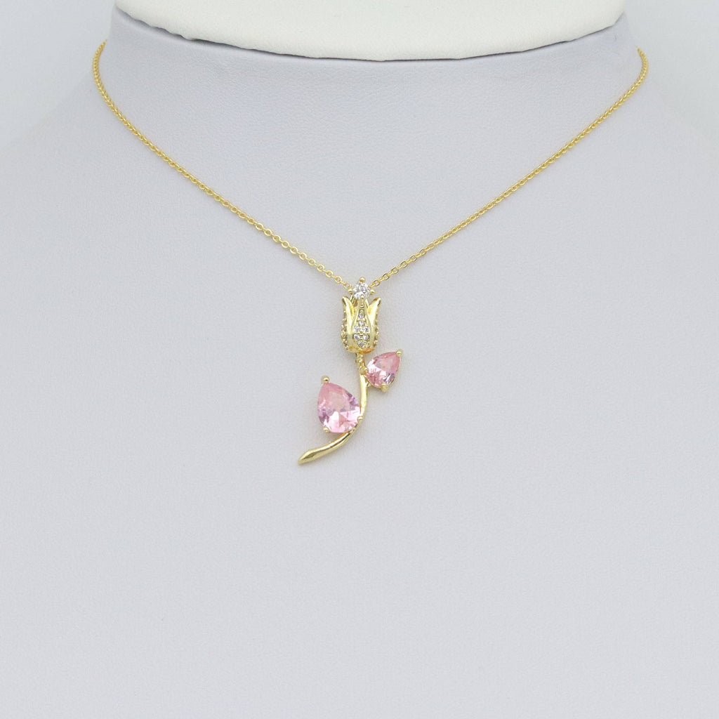 CZ Crystal Tulip Flower Charm Pendant, Sku#Lk1057
