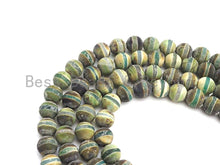 Load image into Gallery viewer, Green Matt Agate with One Line Round Smooth Beads, Sku#U929