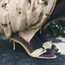 Load image into Gallery viewer, Women's Mid-Heel Peep Toe Sandals – PU Leather Casual Outdoor Sandals in Black &amp; Apricot