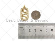 Load image into Gallery viewer, CZ Micro Pave Snake On Oval Shape Pendant/Charm,Cubic Zirconia Gold Charm, Necklace Bracelet Charm Pendant,15x28mm, Sku#LD31