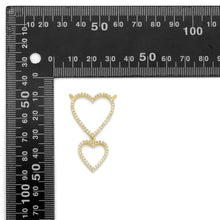 Load image into Gallery viewer, Gold CZ Twin Heart Necklace Connector Charm, Sku#LK881
