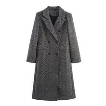 Load image into Gallery viewer, Womens British-style Commuter Herringbone Loose Wool Coat