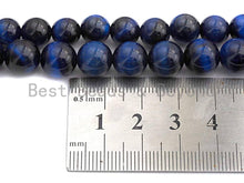 Load image into Gallery viewer, Blue Tiger Eye Attachment Necklace with Large CZ Pave Gunmetal clasp, 18 long, 8mm/10mm beads size, sku#D39