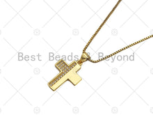 Load image into Gallery viewer, CZ Micro Pave Cresent Moon/Cross Shape Pendant/Charm,Half CZ Medallion Charm, Necklace Bracelet Charm Pendant,13x20/15x21mm, Sku#LK246