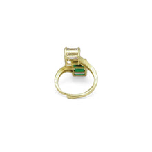 Load image into Gallery viewer, Gold Silver Green Pink Square CZ Adjustable Ring, Sku#A133