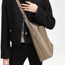 Load image into Gallery viewer, Women's Genuine Leather Bucket Shoulder Bag – Large Capacity Everyday Handbag