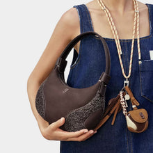 Load image into Gallery viewer, Women's Genuine Leather Crescent Crossbody Bag - Underarm Shoulder Bag with Multiple Compartments