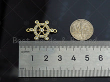 Load image into Gallery viewer, Ship Steering Wheel Shape Connector, Ship's Wheel Pendant,  Steering Wheel Pendant, Sailor's Amulet,  Sailor's Jewelry ,17x23 mm, Sku#LK88