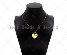 Load image into Gallery viewer, CZ Micro Pave Love Word On Heart Lock Shape Pendant/Charm, 18K Gold Filled Heart Charm, Necklace Bracelet Charm Pendant,25x28mm,Sku#LD104