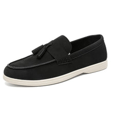 Load image into Gallery viewer, Men's Suede Slip-On Loafers with Tassel Detail - Business Casual Pointed Toe Shoes