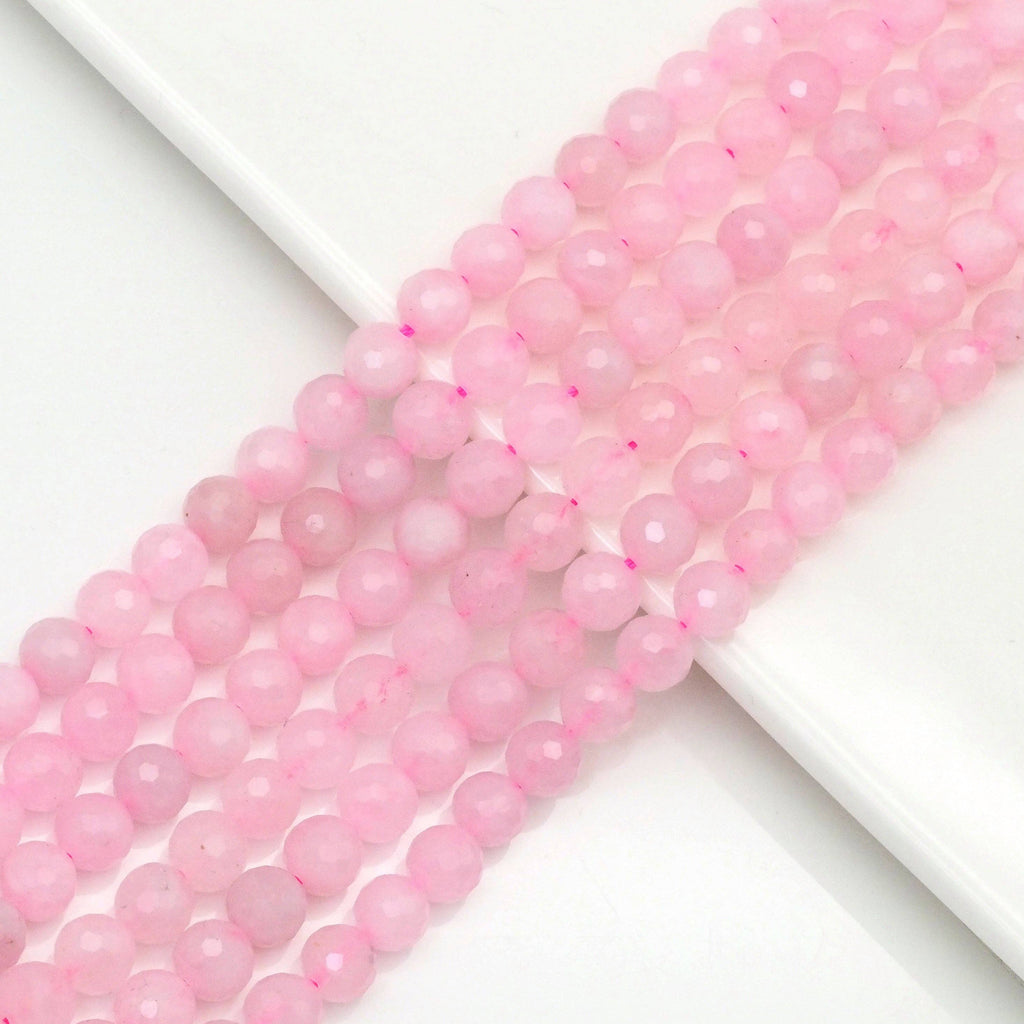 Genuine Madagascar Rose Quartz Round Faceted Beads, Sku#U172