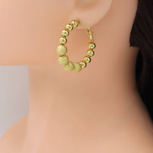 Load image into Gallery viewer, Gold Round Ball Hoop Earrings, Sku#A310