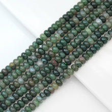 Load image into Gallery viewer, Moss Agate Smooth Rondelle Beads, 5x8mm, Sku#U1784