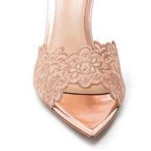 Load image into Gallery viewer, Pointed-Toe Stiletto Heel Lace Mules