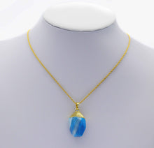 Load image into Gallery viewer, Gold Colorful Banded Agate Pendant, Sku#LY01