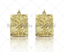 Load image into Gallery viewer, 18k Dainty Gold Tree On Rectangle Shape Charms, Dainty Charms, Gold Treen Pendant, Rectangle Necklace Charms, 21x31mm, Sku#LK184
