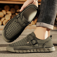 Load image into Gallery viewer, Men's Breathable Casual Leather Shoes | Stitched Buckle Low-Top Sneakers