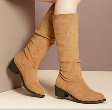 Load image into Gallery viewer, Women's Chunky Heel Over-the-Knee Boots – Pointed Toe Waterproof Fall Winter Boots